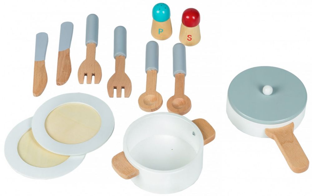 Bucătărie XXL din lemn + unelte de bucătărie Ecotoys