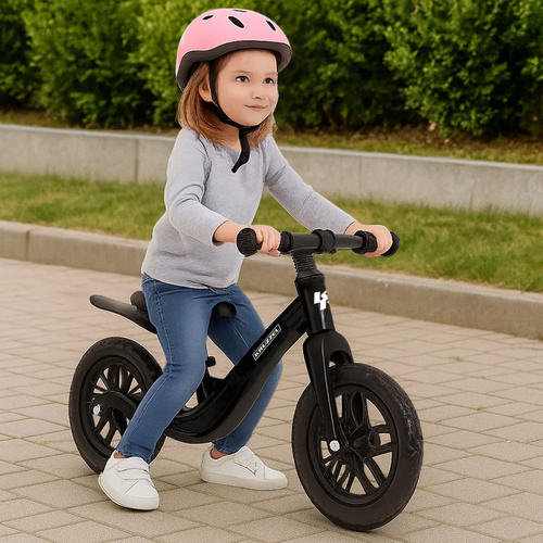 Bicicletă pentru copii KRUZZEL 12 cu curea de umăr - negru-roz Negru