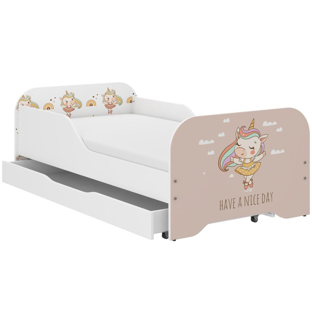 Pat pentru copii 140 x 70 cm cu motiv unicorn