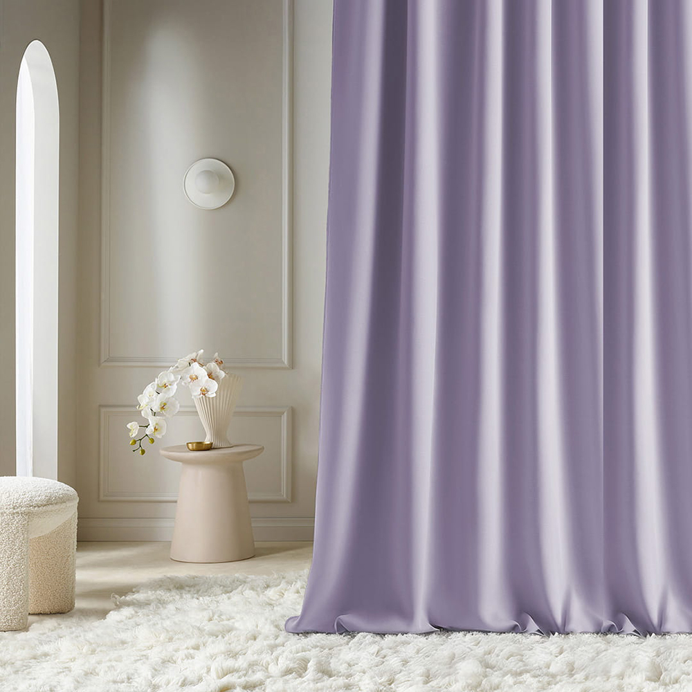 Draperie de o singură culoare violet deschis, pentru bandă de pliere 140 x 250 cm
