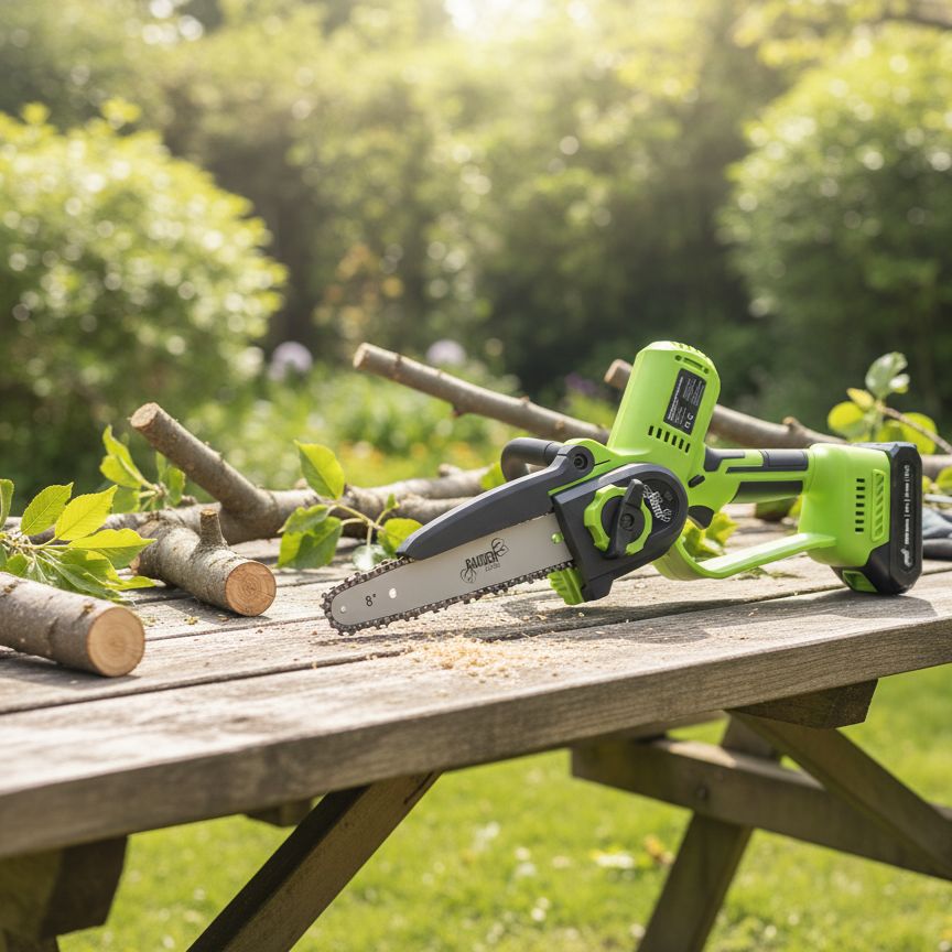 Ferăstrău cu lanț fără fir cu 2 baterii și încărcător