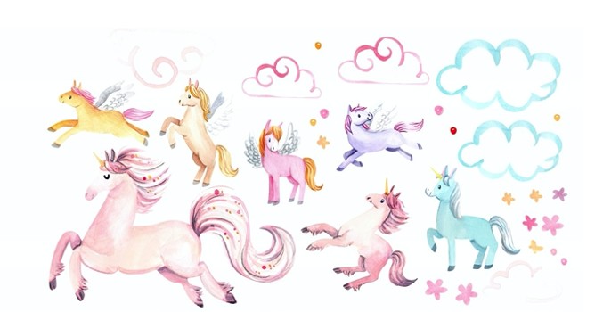 Autocolant decorativ de perete Unicorni de basm 60 x 120 cm