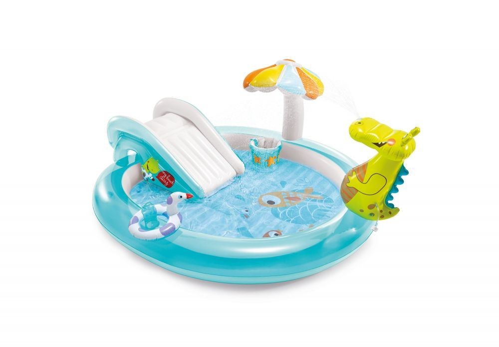 Piscină pentru copii cu tobogan și crocodil