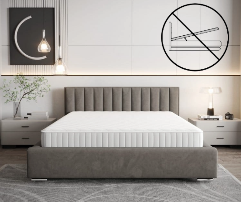Šedáčalúnenáposteľsvertikálnymprešívanímnačele180x200cmbezúložnéhopriestoru
