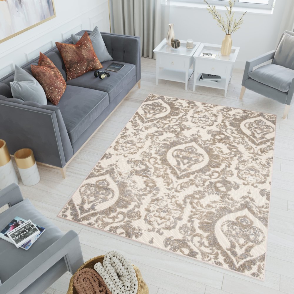 Terasă covor bej cu ornament Lățime: 120 cm | Lungime: 170 cm