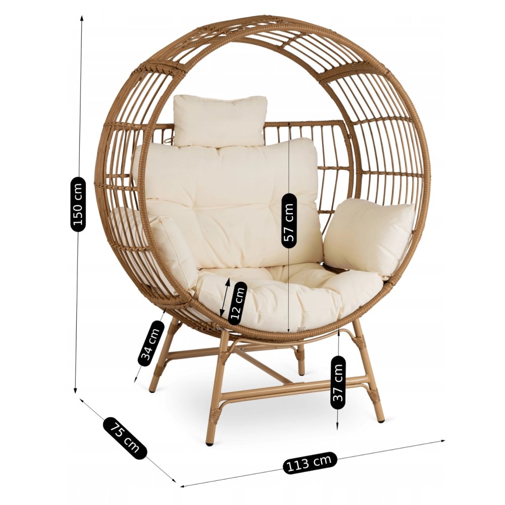 Fotoliu de lux din rattan pentru grădină TAMPA