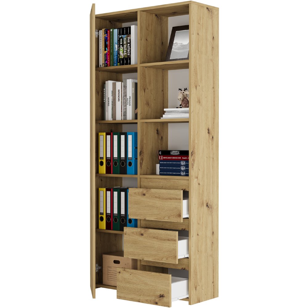 Raft de birou cu sertare MODERN B-80-S3 - diferite variante de culoare artisan