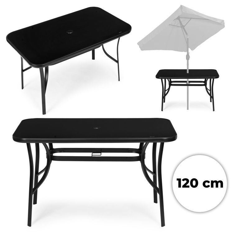 ČiernyzáhradnýstôlsotvoromnaslnečníkŠírka:160cm|Dĺžka:90cm 70927_127168