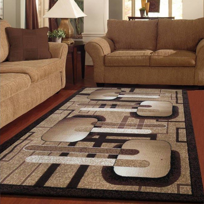Kusový koberec hnědé barvy s geometrickými tvary Šířka: 60 cm | Délka: 100 cm