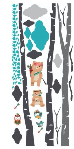 Autocolant de perete de calitate, cu animale native americane adorabile 150 x 300 cm