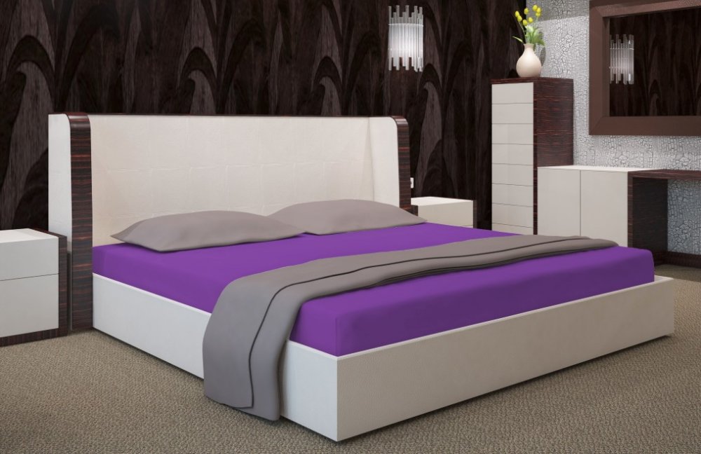 Cearșafuri elastice violet închis pentru paturi 140 x 200 cm