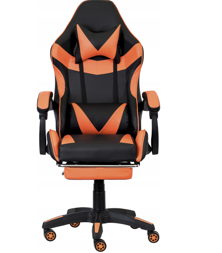 Scaun ergonomic pentru jocuri CLASSIC cu suport pentru picioare portocaliu