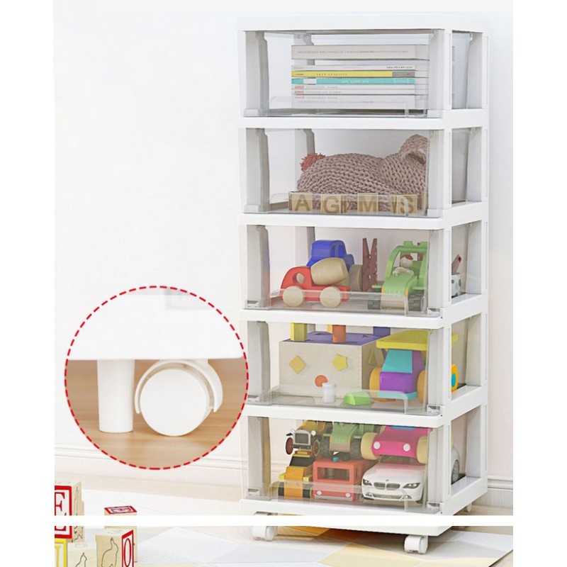 Raft universal din plastic cu 5 sertare - alb