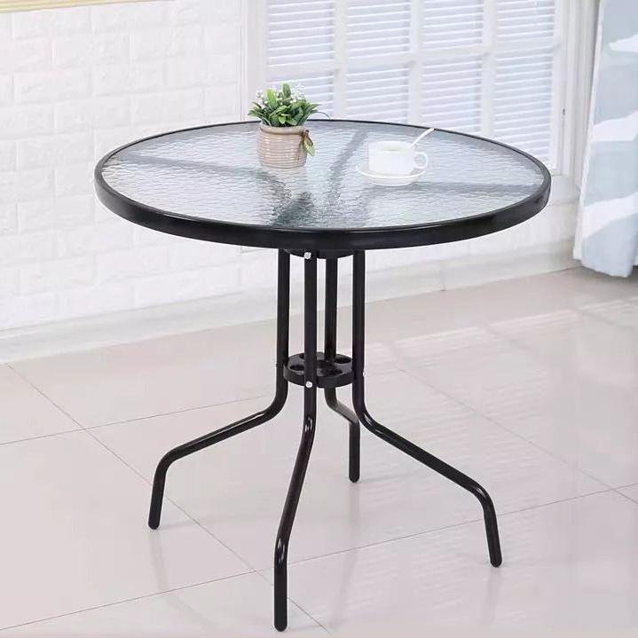Masă rotundă de grădină 80 cm sticlă