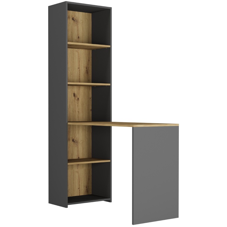 Birou de scris cu raft MODERN B-50S - 120 x 50 x 180 cm - diferite variante de culoare artisan mix antracit