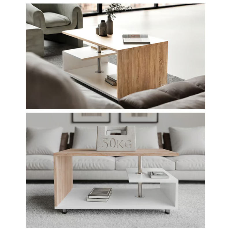 Masă de cafea modernă Orlando cu poliță de depozitare - 95×55×50 cm Alb