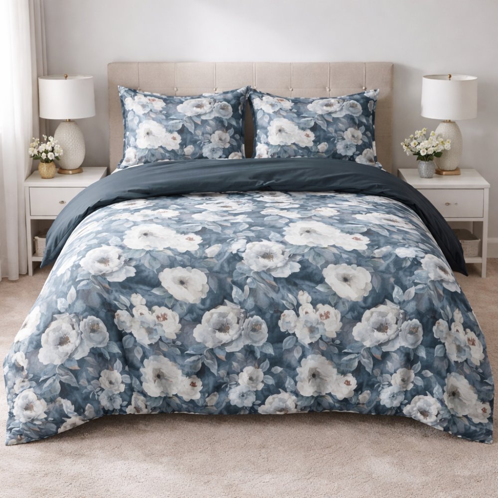 Obojstrannéposteľnéobliečkyzmikrovlákna–modrésakvarelovýmikvetmi3časti:1ks160x200+2ks70x8070812_126947