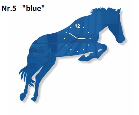 Kůň nástěnné hodiny do obýváku Modrá