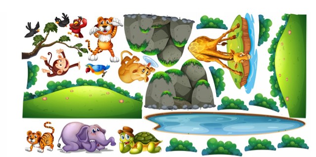 Autocolant frumos colorat pentru camera copiilor - safari 80 x 160 cm