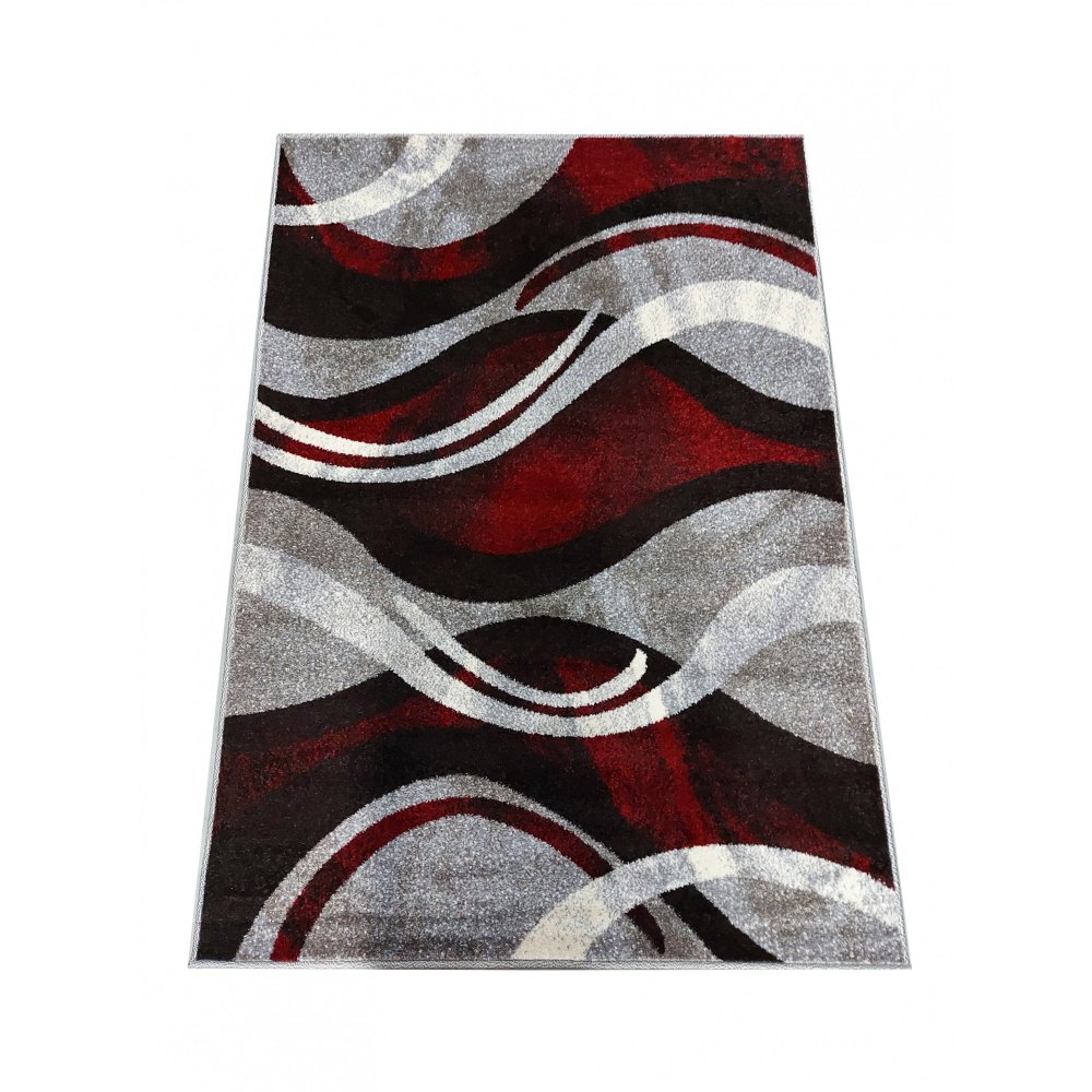 Covor original cu model abstract de culoare roșu-gri Lățime: 160 cm | Lungime: 220 cm