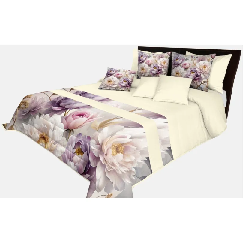 Cuvertură de pat decorativă cu un model frumos de bujori Lățime: 200 cm | Lungime: 220 cm