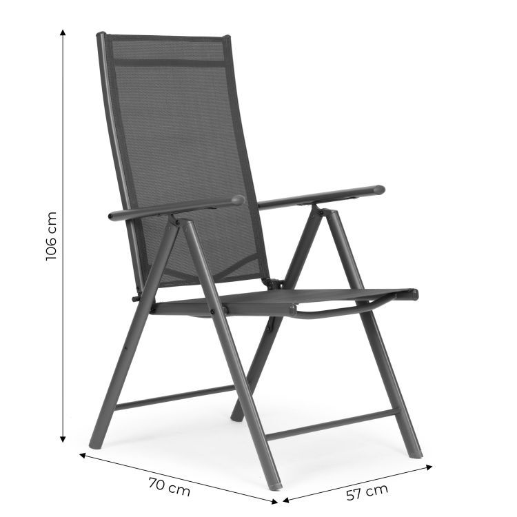 Set de 4 scaune de grădină pliabile cu spătar reglabil - gri