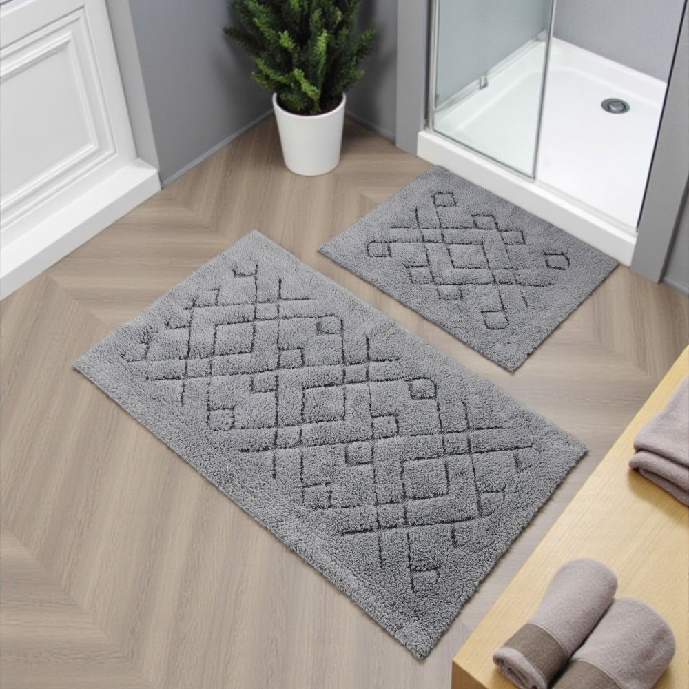 SúpravabavlnenýchkúpeľňovýchkobercovBoston12-siváŠírka:60cm|Dĺžka:100cm