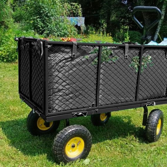 Čiernyzáhradnývozíknanafukovacíchkolesách3v1–nosnosť350kg