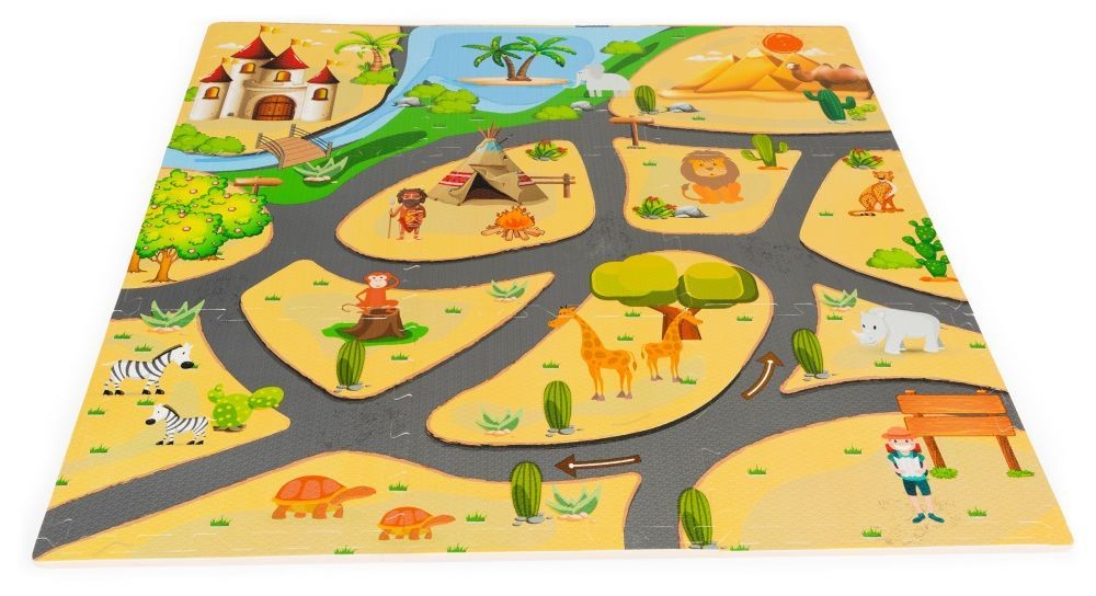 Covoraș mare din spumă pentru copii safari 93 x 93 cm