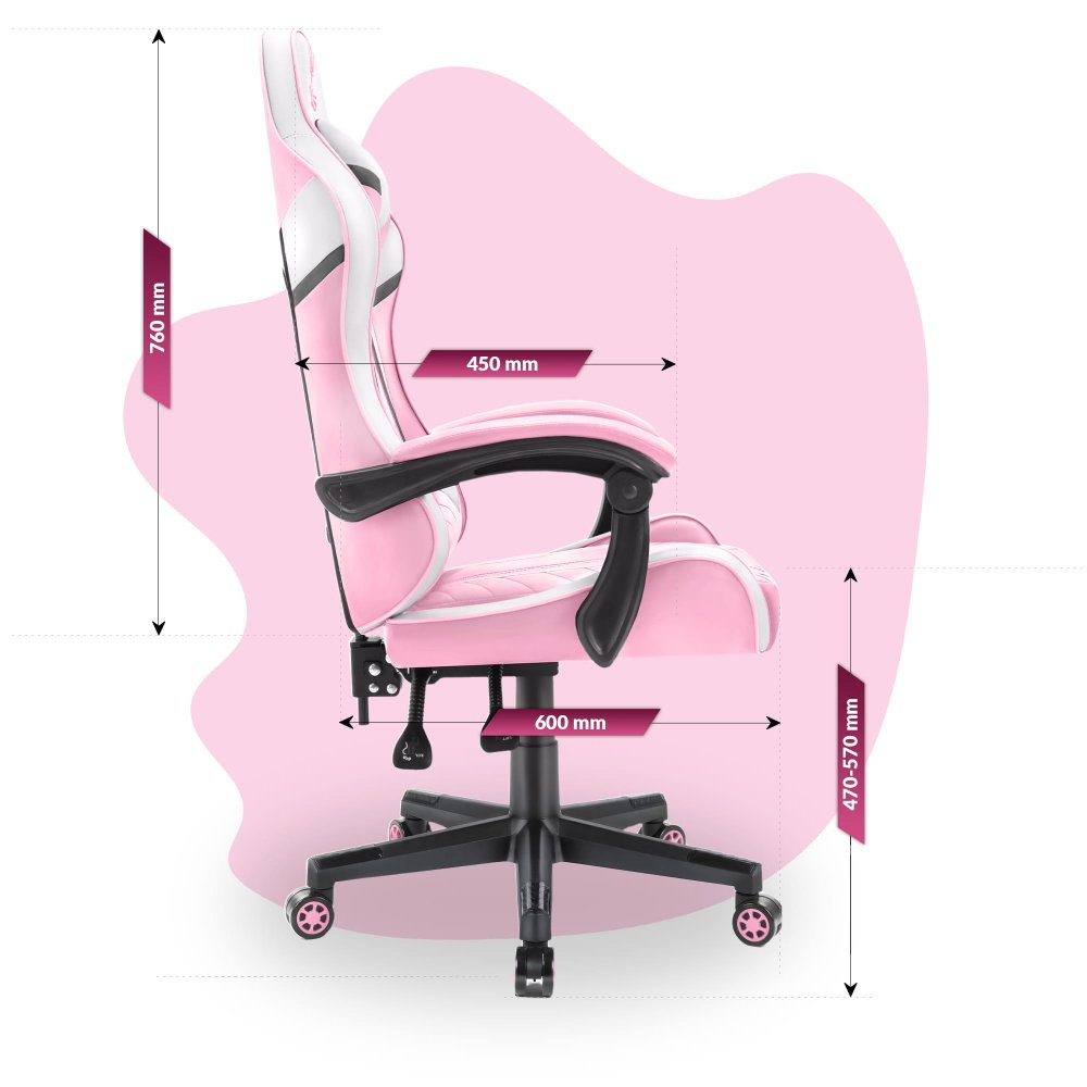 Scaun gaming pentru copii HC - 1004 alb și roz