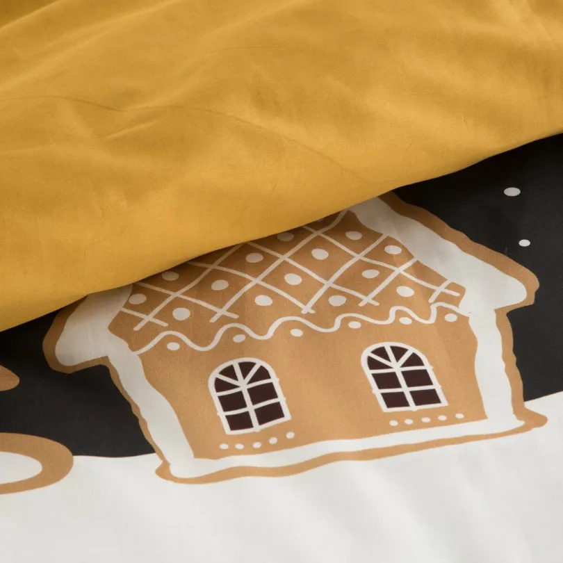 Lenjerie de pat cu motiv de Crăciun - turtă dulce 2 părți: 1 buc 140x200 + 1 buc 70x80