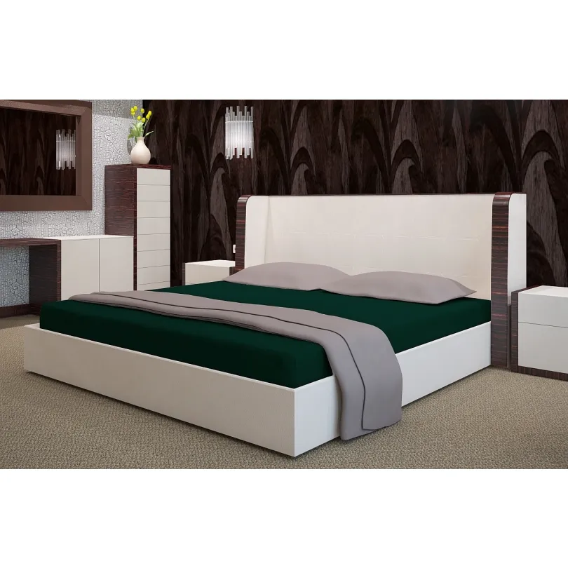 Cearșaf de pat Terry cu elastic - verde închis Šírka: 140 cm | Dĺžka: 200 cm