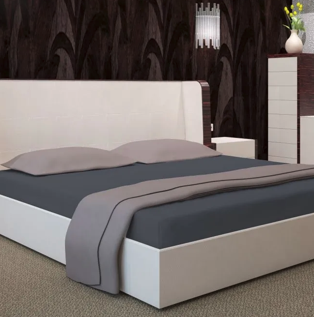 Cearșaf de pat grafit cu bandă elastică - satin de bumbac Šírka: 140 cm | Dĺžka: 200 cm