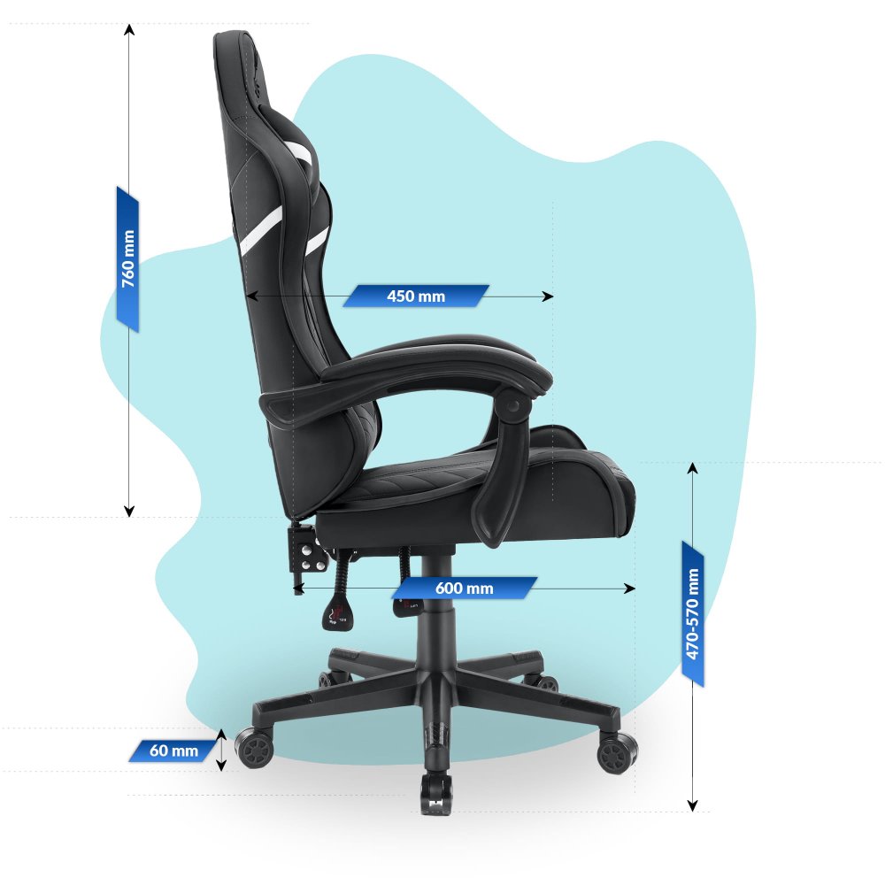 Scaun gaming pentru copii HC - 1004 negru cu detalii albe