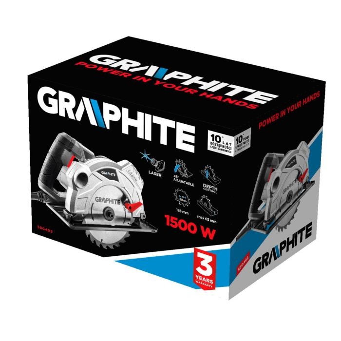 Ferăstrău circular cu putere 1500W, 58G492 GRAPHITE