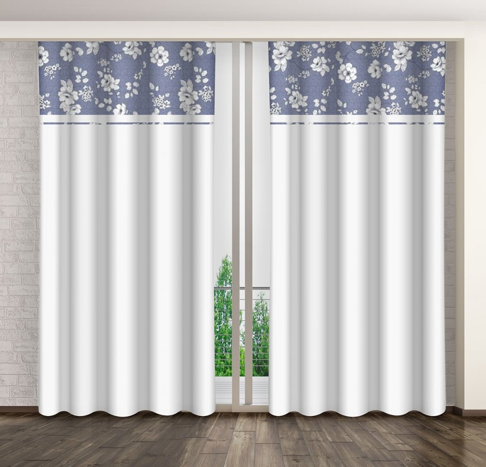 Elegantnébielo-modrézávesysovzoromkvetovDĺžka:250cm