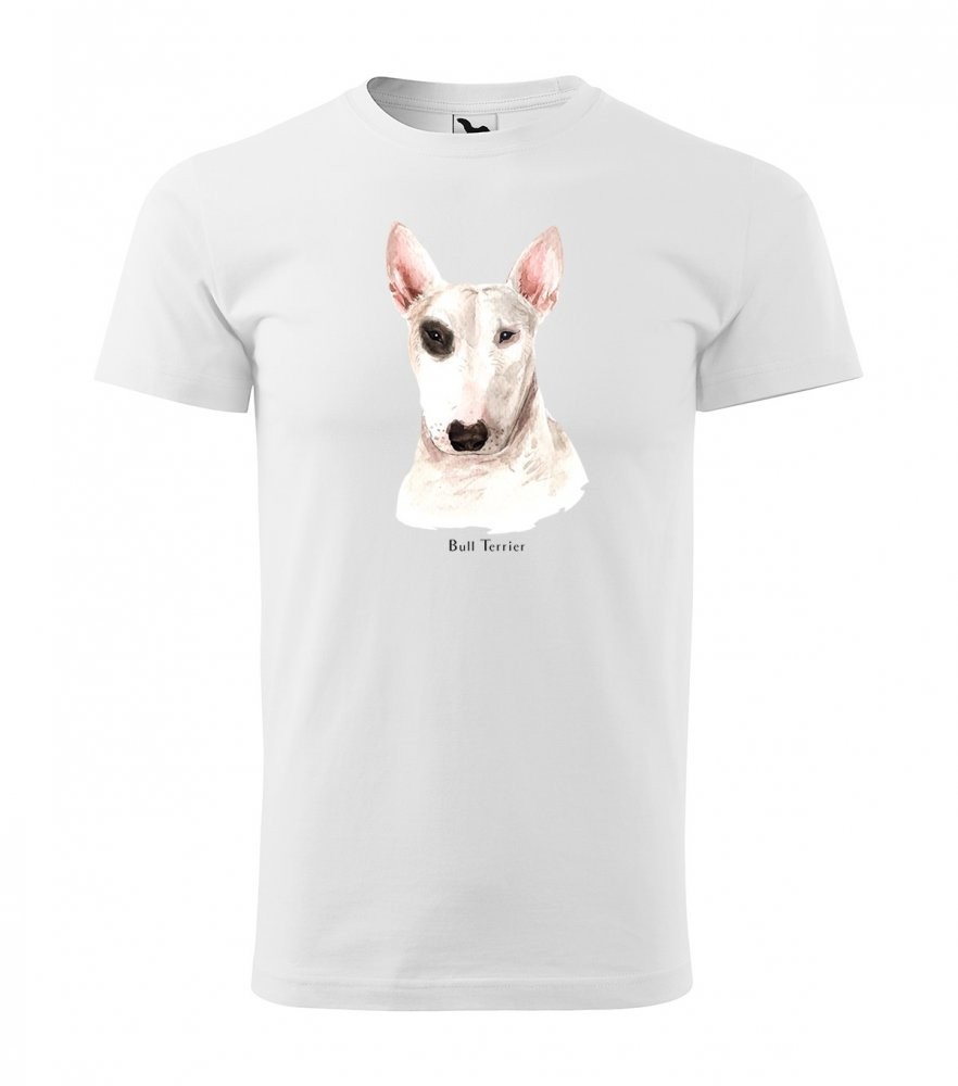Stylové pánské tričko s potiskem psa bulteriéra M Bílá