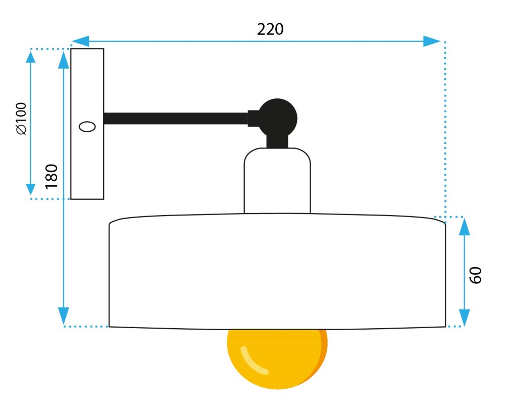 Lampă de perete Loft cu 1 punct de lumină