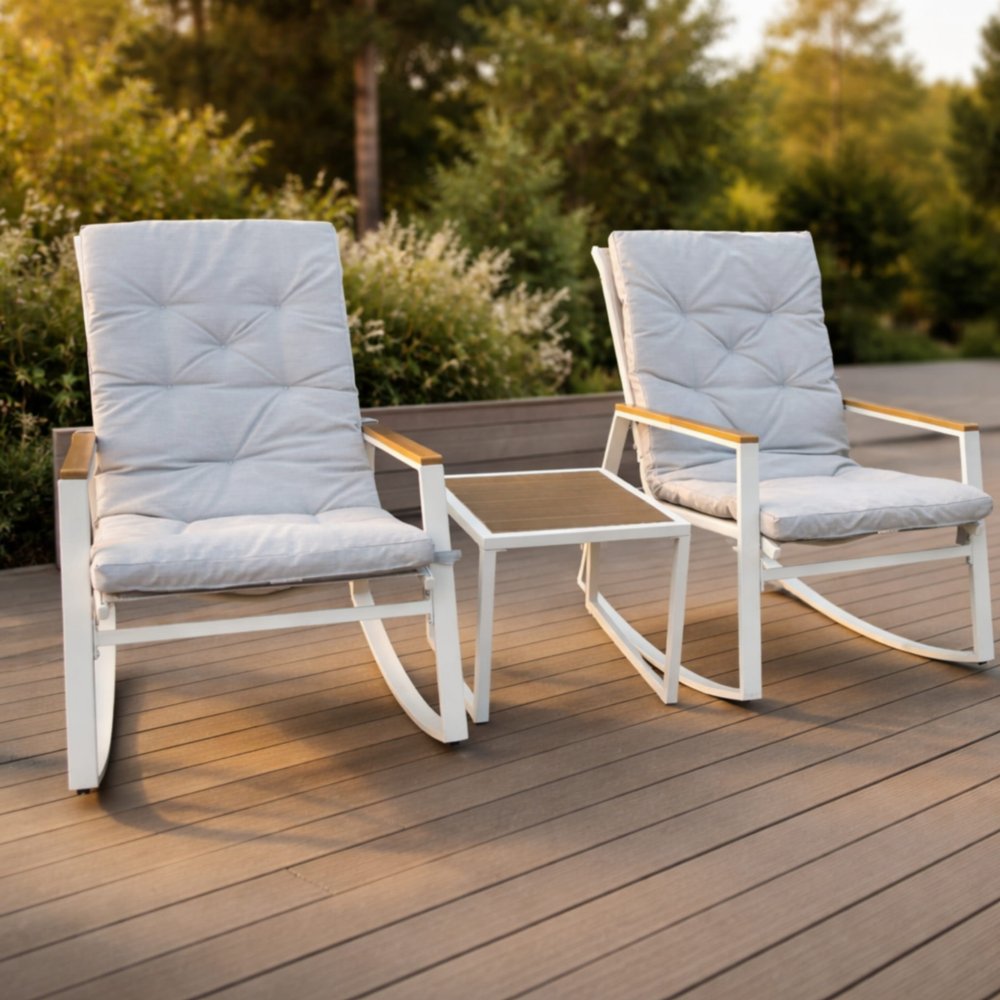 Mobilier de grădină - set de 2 balansoare și o masă