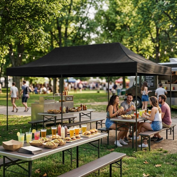 DomTextilu Samorozkladacípártystansostenamivrôznychfarbách3x6mčierna71013_127197 čierna MULPAW-FGC-3X6-3