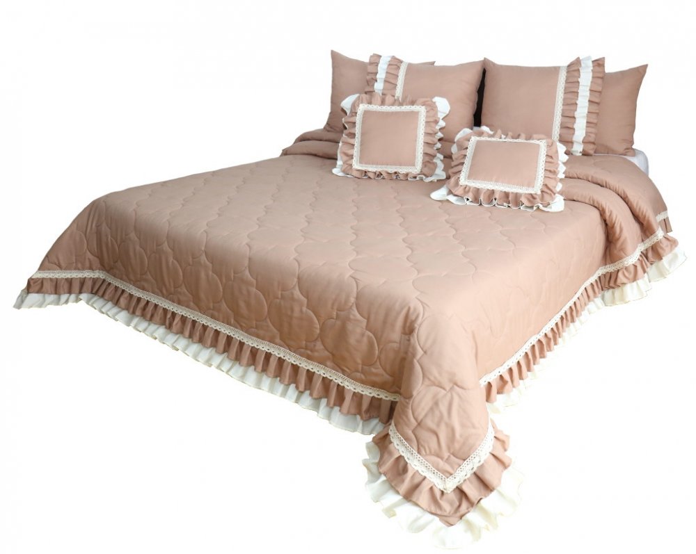 Vintage starorůžový přehoz na postel v romantickém stylu Šířka: 170 cm | Délka: 210 cm