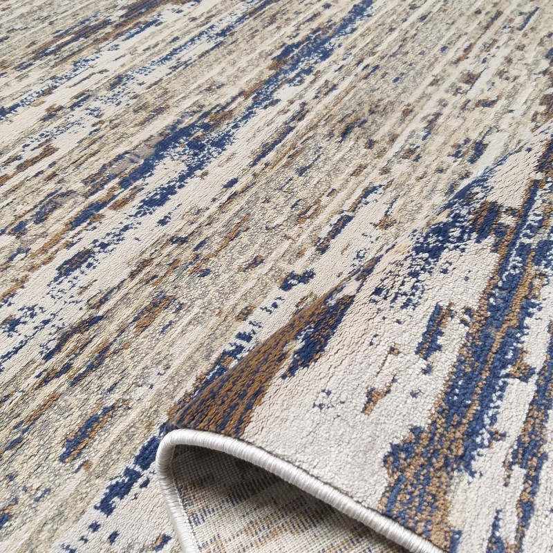 Covor de designer cu accent maro bej și albastru din material textil Lăţime: 200 cm | Lungime: 290 cm