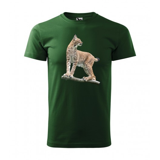 Originální lovecké tričko s motivem rys ostrovid Zelená 3XL