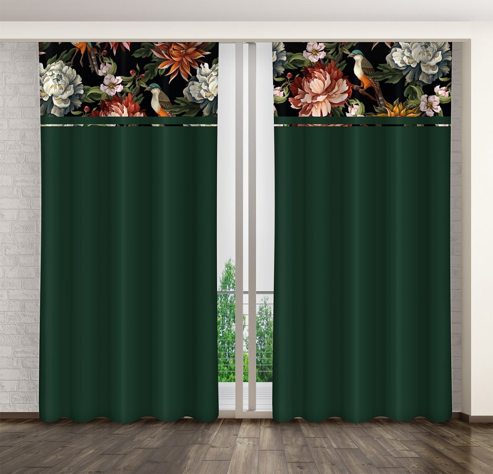 Elegantnýzávesvzelenejfarbespotlačoulistov Elegantnýzávesvzelenejfarbespotlačoulistov