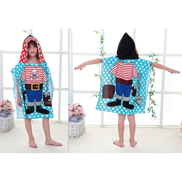 Poncho de plajă pentru copii cu pirat 58 x 57 cm