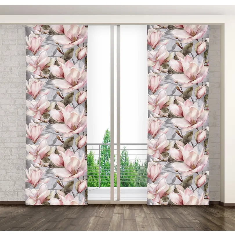 Perdea panou cu flori magnolia Lățime: 75 cm | Lungime: 250 cm