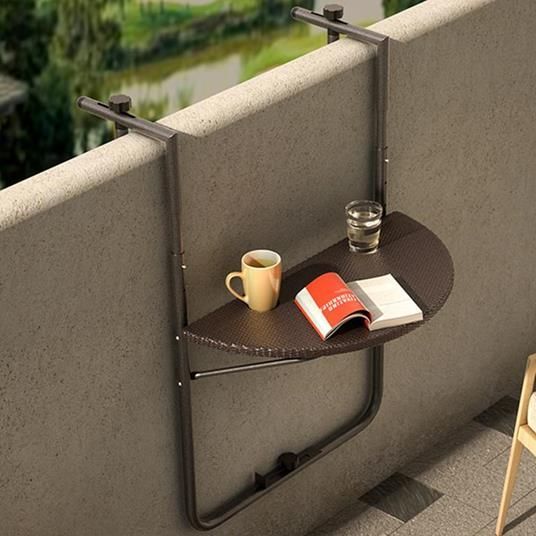 Masă suspendată pentru balcon - pliabilă, reglabilă și rezistentă la intemperii Maro