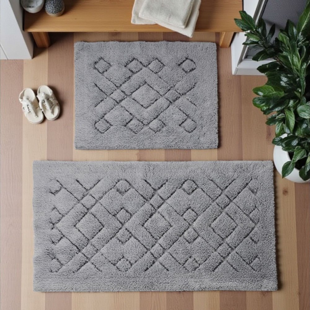 Set de covoare de baie din bumbac BOSTON 12 - gri Lăţime: 60 cm | Lungime: 100 cm