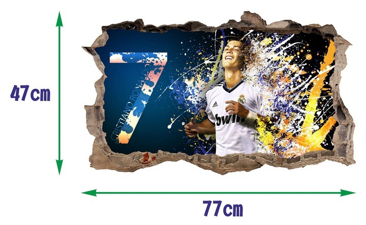 Autocolant decorativ 3D de perete - Cristiano Ronaldo 47 x 77 cm