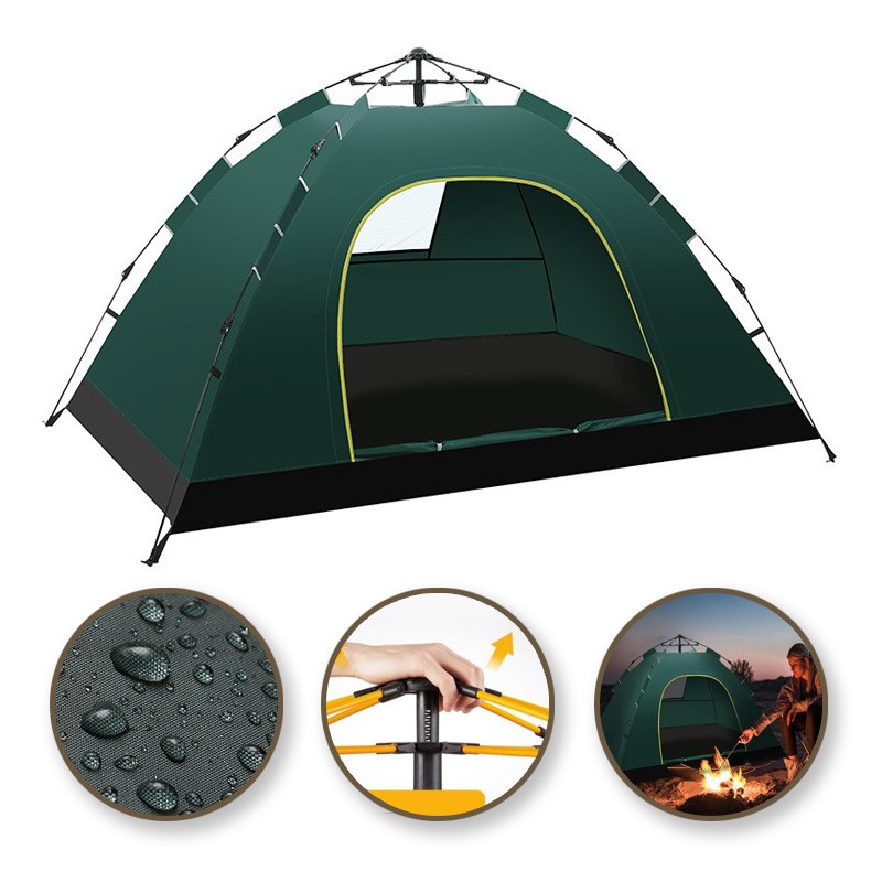 Cort de camping verde pentru 2-3 persoane 200 x 140 x 115 cm